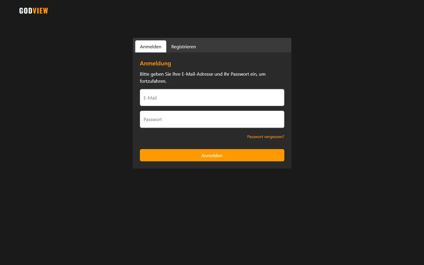 Screenshot: Anmeldung