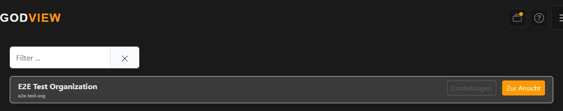 Screenshot: Organisations-Übersicht