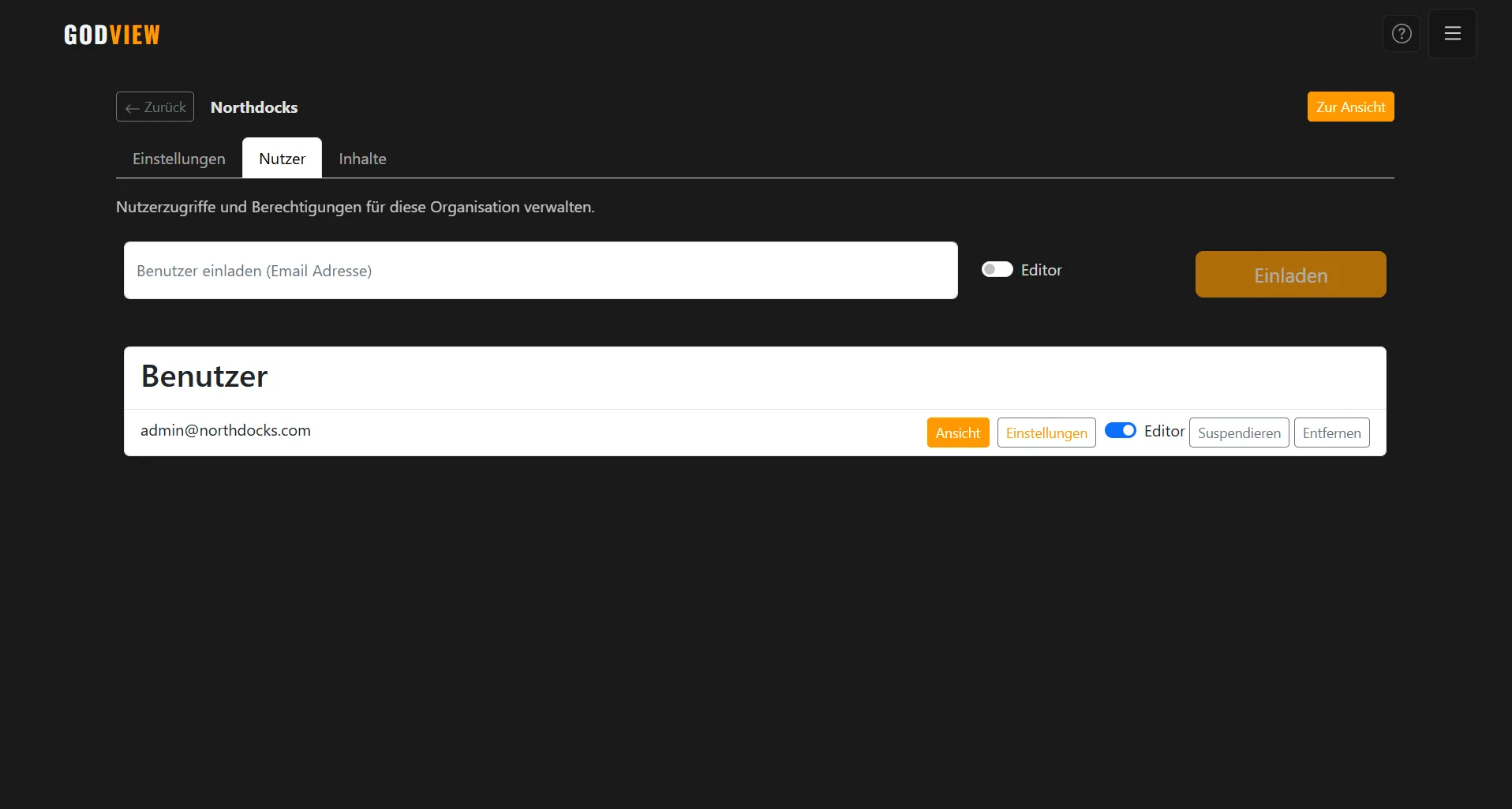 Screenshot: Nutzer-Verwaltung