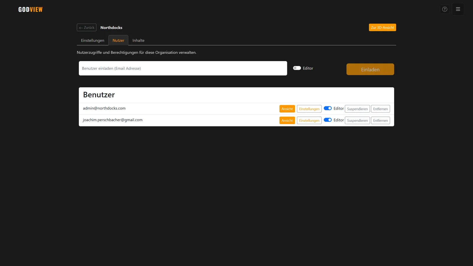 Screenshot: Nutzer-Verwaltung