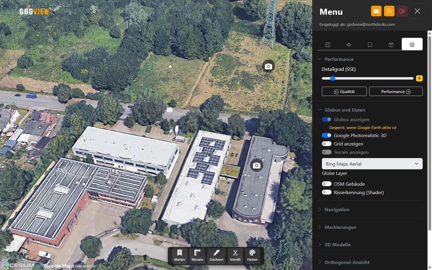 Screenshot: Globus-Ansicht