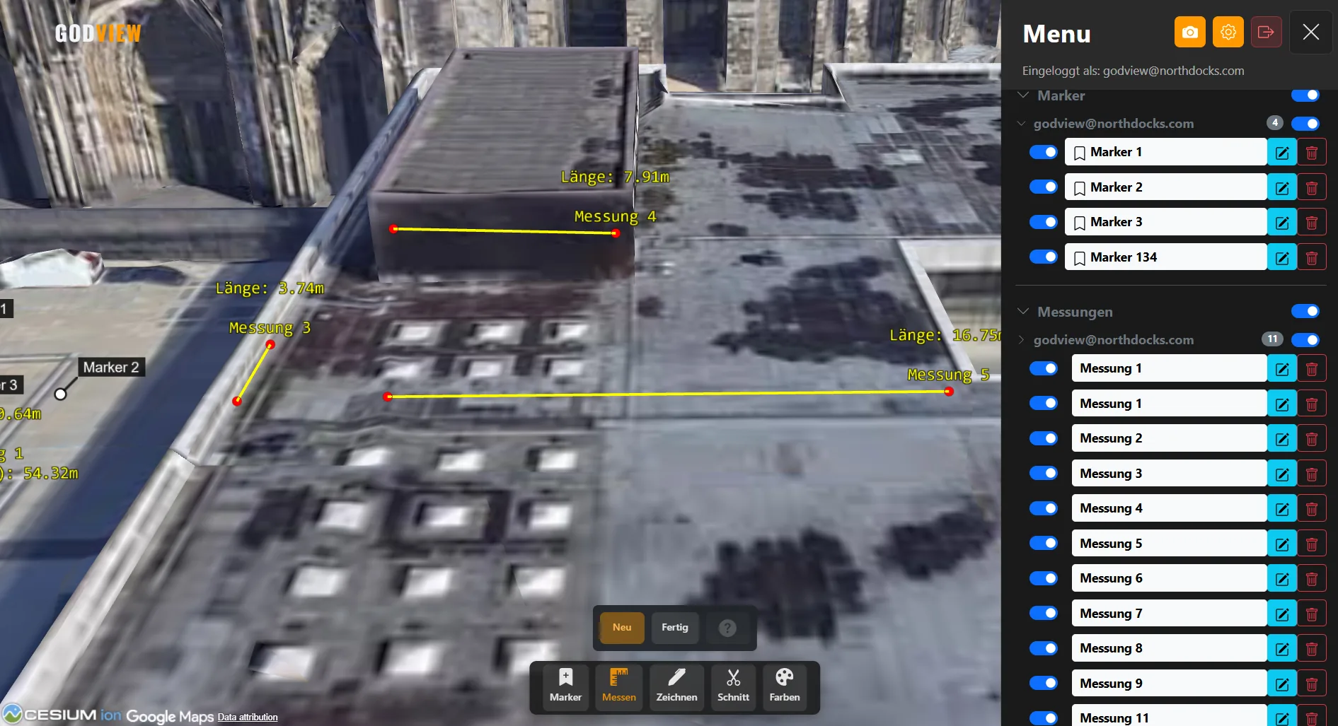 Screenshot: Strecken & Flächen messen