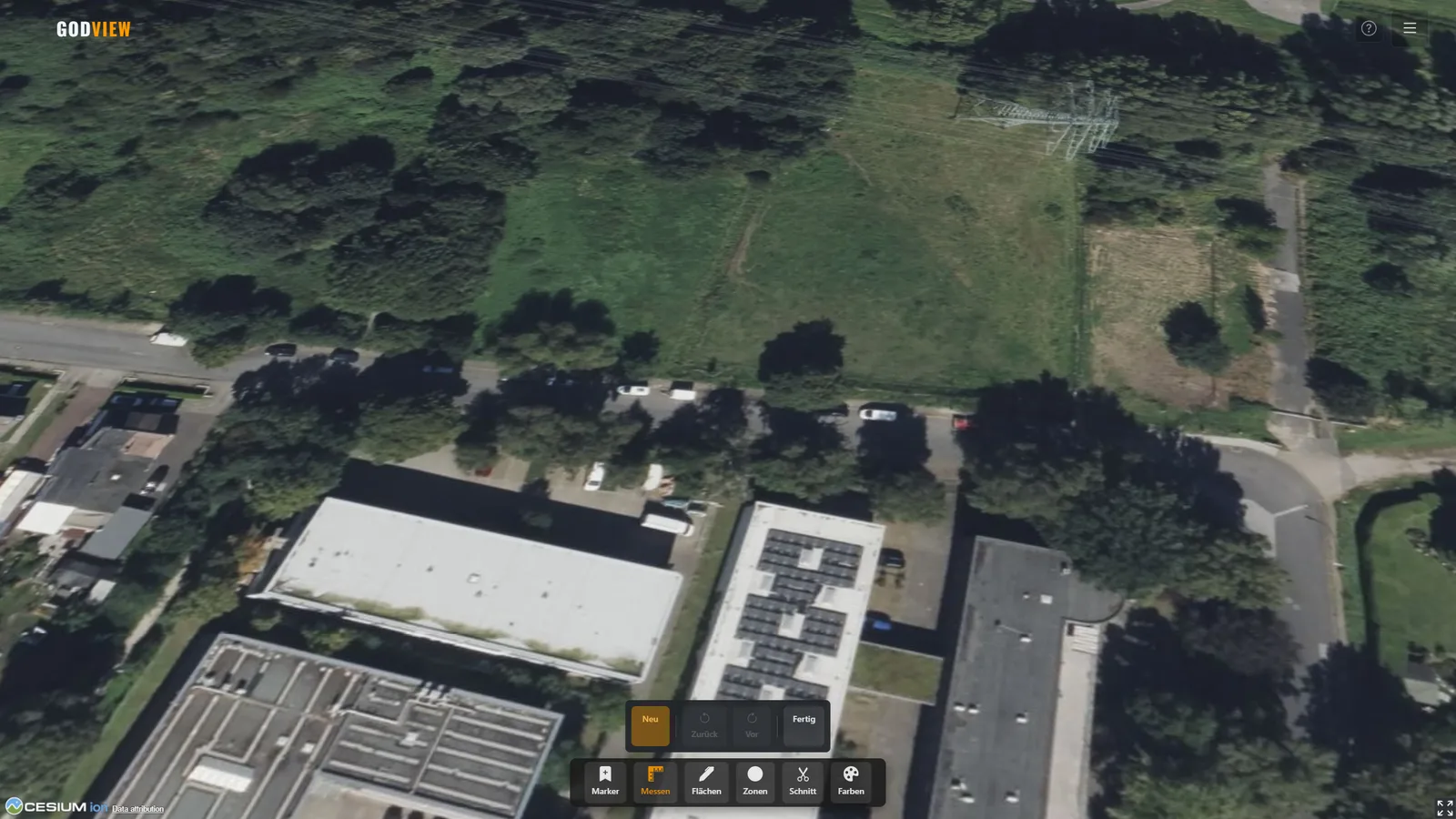 Screenshot: Strecken messen
