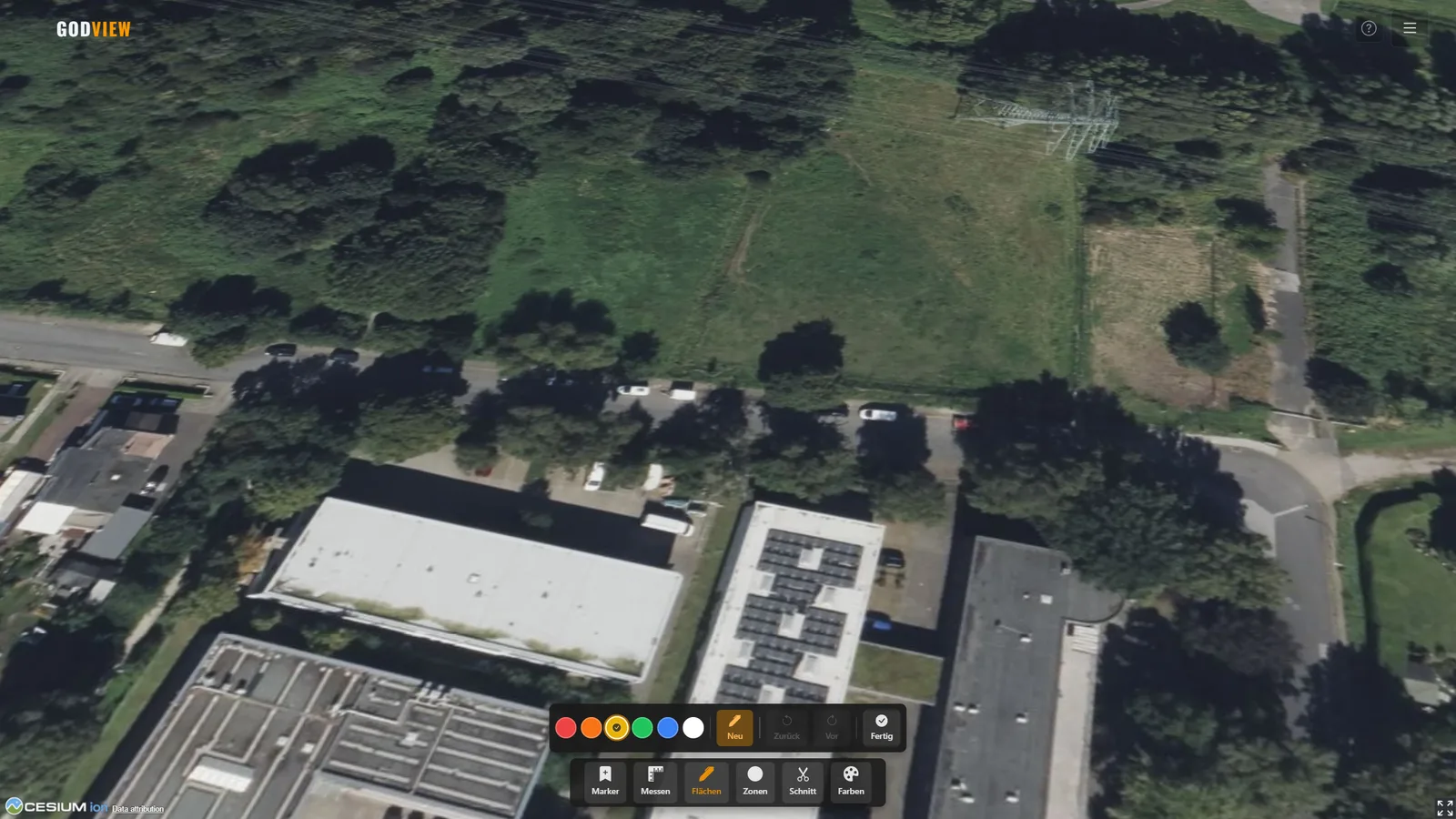 Screenshot: Flächen zeichnen