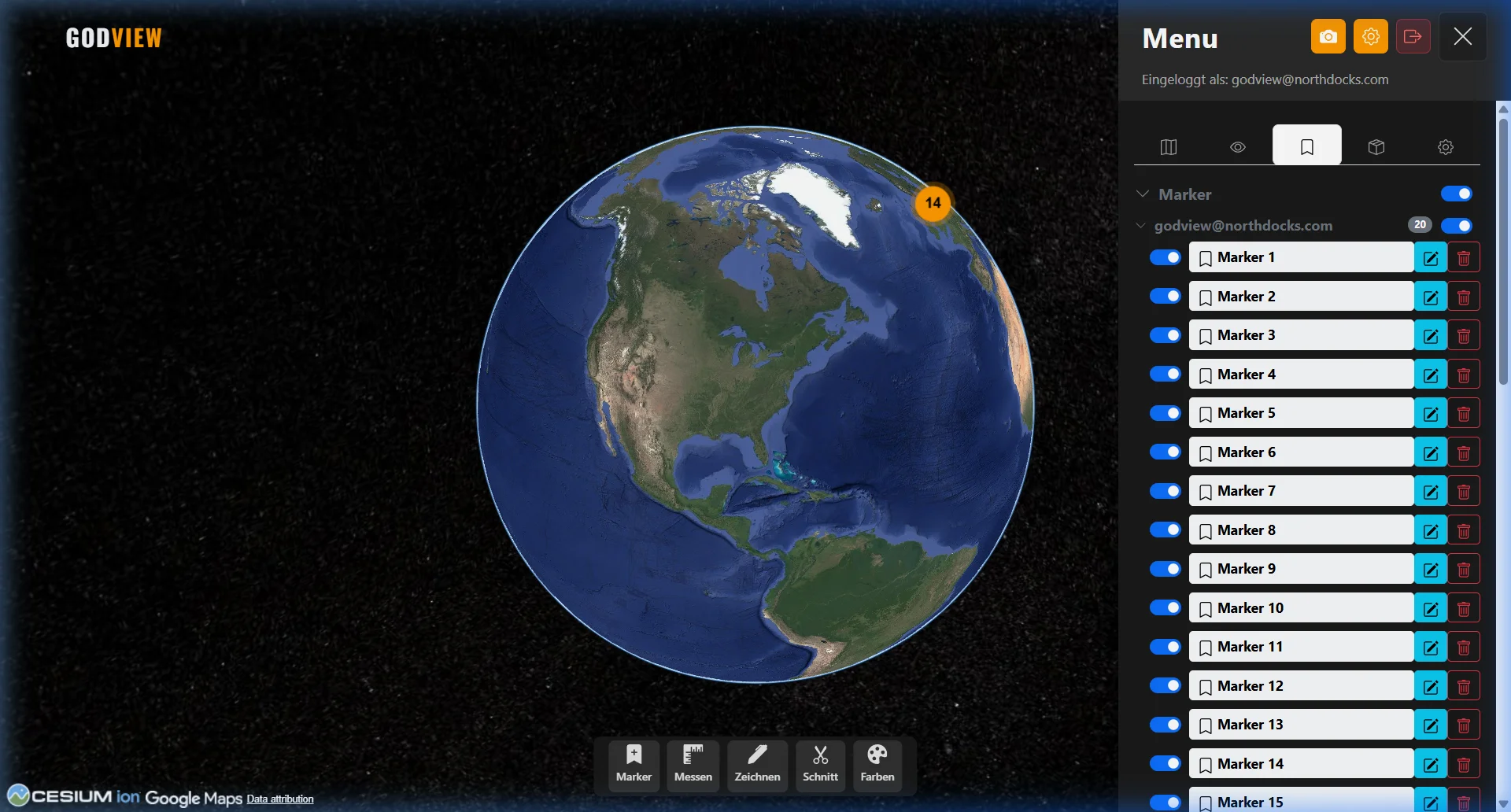 Screenshot: Marker, Messungen & Zeichnungen
