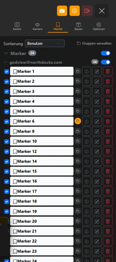 Marker-Tab mit Gruppen und Sortierung