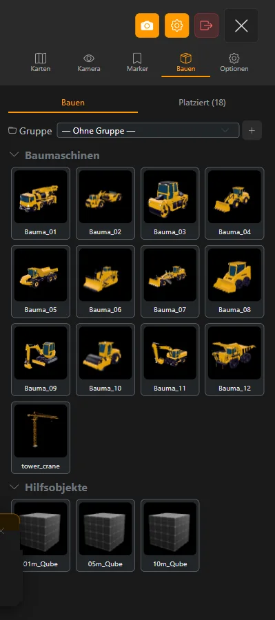 Screenshot: 3D-Assets platzieren
